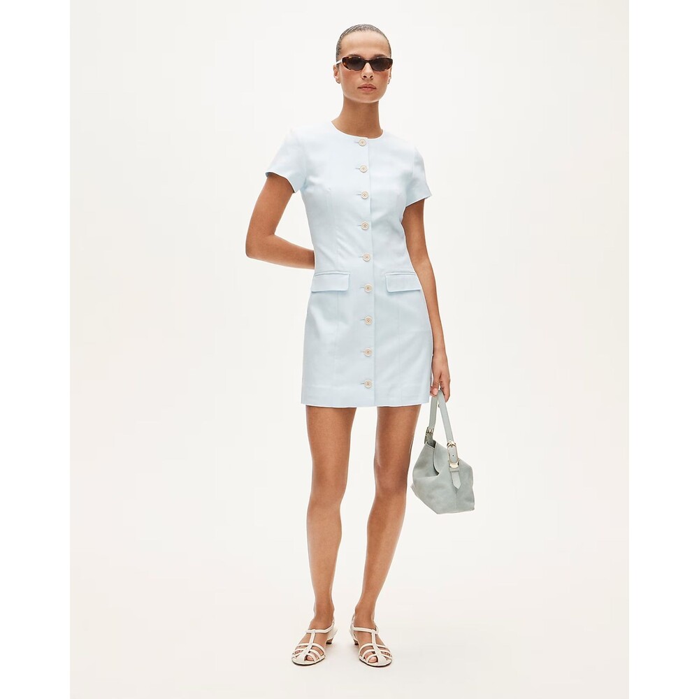 J.CREW Parc Dress In Gramercy Linen Blend 2 Midday Skies Blue Button-Up NWT B38